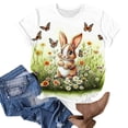 thumbnail image 4 of Pxxlle Easter Short Sleeve T Shirts for Women Funny Bunny Graphic Tees Loose Fit Crewneck Family Party Tshirt for Holiday XXXXXL, 4 of 5