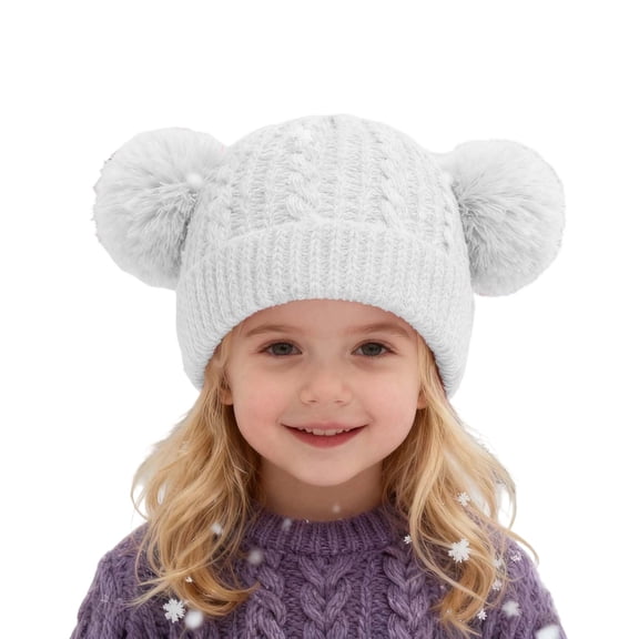 Toddler Winter Hat,8 Shaped Winter Hat for Children Knitted With Double Cute 3 8 Years Old,Boys Winter Hat,White,One Size