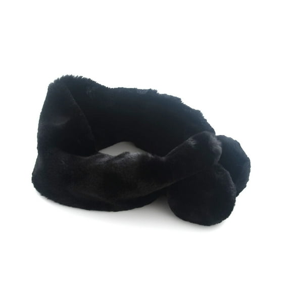 Raindrops Warm Plush Scarf Black Faux Winter Fashion Accessory Soft Cozy Wrap