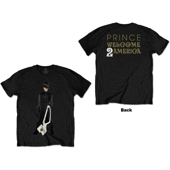 Prince Unisex T-Shirt W2A White Guitar (Back Print) (Small)