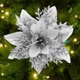 thumbnail image 4 of 30PCS Poinsettia Flower 5.5" Artificial Poinsettia with Clips Glitter Poinsettia Christmas Ornaments Christmas Tree Flower Decorations with Stems DIY Xmas Wreath Holiday Home Party Decor, 4 of 9