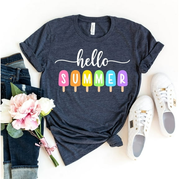 Hello Summer T-shirt Holiday Gift Weekend Tee Nature Lover Shirt Sunshine Tshirt Beach Shirts Women's Vacation Top