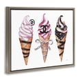 thumbnail image 3 of Stupell Industries Pink Glam Ice Cream Trio Brown Framed Floater Canvas Wall Art design by Amanda Greenwood, 25 x 31, 3 of 9