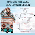 thumbnail image 4 of Oversized Wearable Blanket Hoodie,Blue and Pink Floral and Geometric Boho Pattern Sherpa Blanket Hoodie with Super Pockets,Super Warm Fuzzy Pullover for Women & Men, 4 of 6