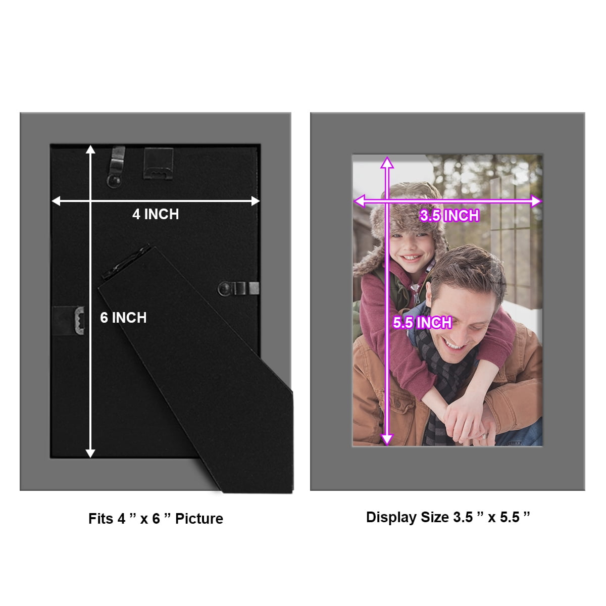 Modern Real Wood 4x6 inch Picture Frame in Gray