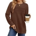 thumbnail image 2 of UVN Sweatshirts for Women Casual Long Sleeve Shirts Loose Fit Pleated Front Crewneck Tunic Tops, 2 of 8