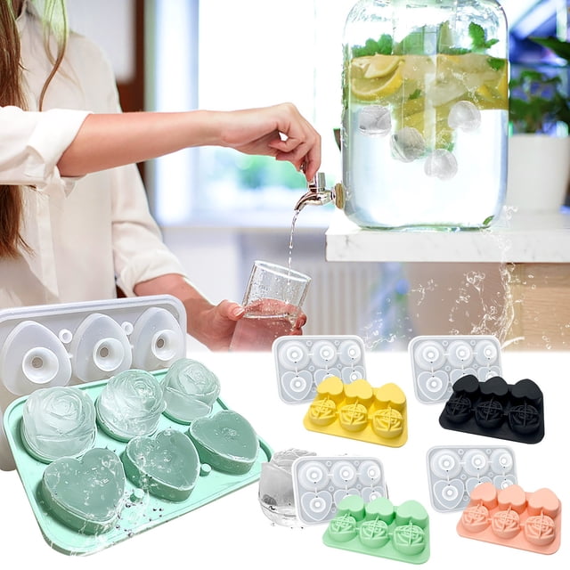 La mejor bandeja para cubos de hielo para frigorífico - molde de silicona de liberación fácil de 6 agujeros con tapa para bebidas, diseño redondo que ahorra espacio