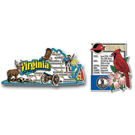

Virginia Jumbo Map & State Montage Magnet Set by Classic Magnets