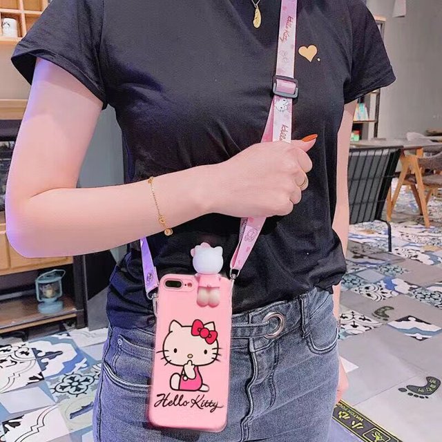 Sanrio-funda de teléfono con soporte Hello Kitty para OPPO, A9, A5, A53, 2020, A15, A52, A54, A74, A94, A96, A57, Find X3 Lite, X5 Pro, con cordón Fivean unisex