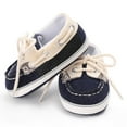 thumbnail image 5 of URMAGIC Newborn Baby Boys Girls Leather Soft Sole Crib Shoes Lace-up Flat Boat Shoe, 5 of 6