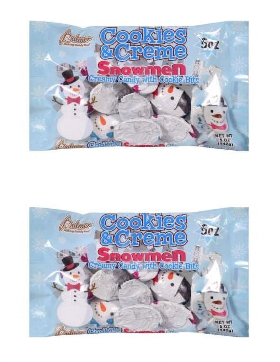 CGT Palmer Cookies & Creme Snowmen Creamy Chocolate Candy with Cookie Bits Christmas Holiday Stocking Stuffers Gift Basket Party Favor Baking Treats Snacks Desserts Candies 4.5 oz. (Pack of 2)