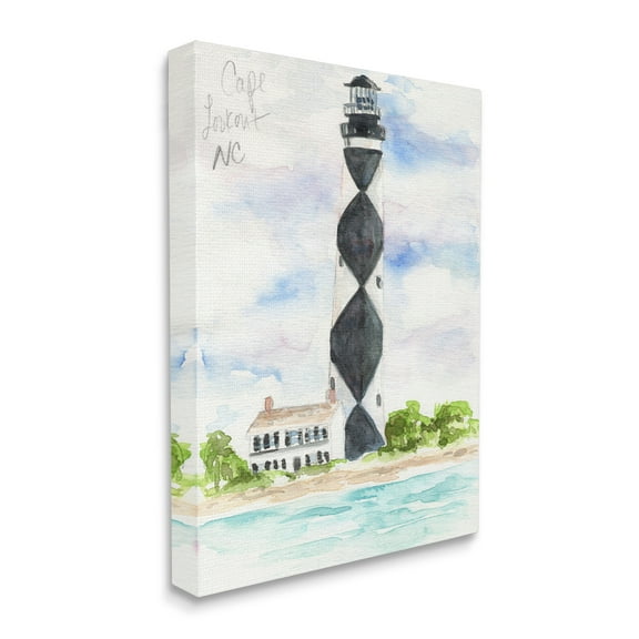 Stupell Industries Black Diamond Lighthouse With Beach Coast Landscape Canvas Wall Art, 30 x 40, Design by Melissa Hyatt LLC
