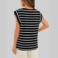 thumbnail image 4 of STAOEDU Women's Stripe Casual Cap Sleeve T Shirts Basic Summer Tops Loose Solid Color Blouse, 4 of 6