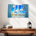 thumbnail image 2 of Elephant Stock Paradise Through The Window Wall Art - Horizontal Multi Panel Canvas - Living Room Wall Decor - Architecture Multi Panel - Blue And Yellow Decor - 23" x 14", 2 of 4