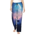 thumbnail image 1 of Fotbe Night Sky Elk Pantalones de Pijama para Mujer, Pantalones de Dormir, Pantalones Pj con Cordón y Bolsillos-Small, 1 of 6