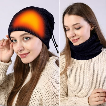 

Hats for women USB Electric Heating Heating Hat Outdoor Knitted Hat Dual-use Autumn And Winter Hat Bib Fragarn