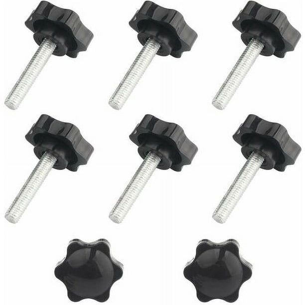 Juego de 8 piezas de tornillos en perilla, tornillo de mariposa, perilla de estrella, tornillo de cabeza moleteada, tuerca de estrella, perno de estrella de ciruela, mango, tornillo de plástico M8 x