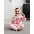 thumbnail image 6 of BemeyourBBs Toddler Baby Girls First Birthday Outfits One Years Old Birthday Clothes Waffle Knit Striped Romper Long Sleeve Letter Print Striped Jumps Headband Set Fall Winter Spring Clothes, 6 of 9