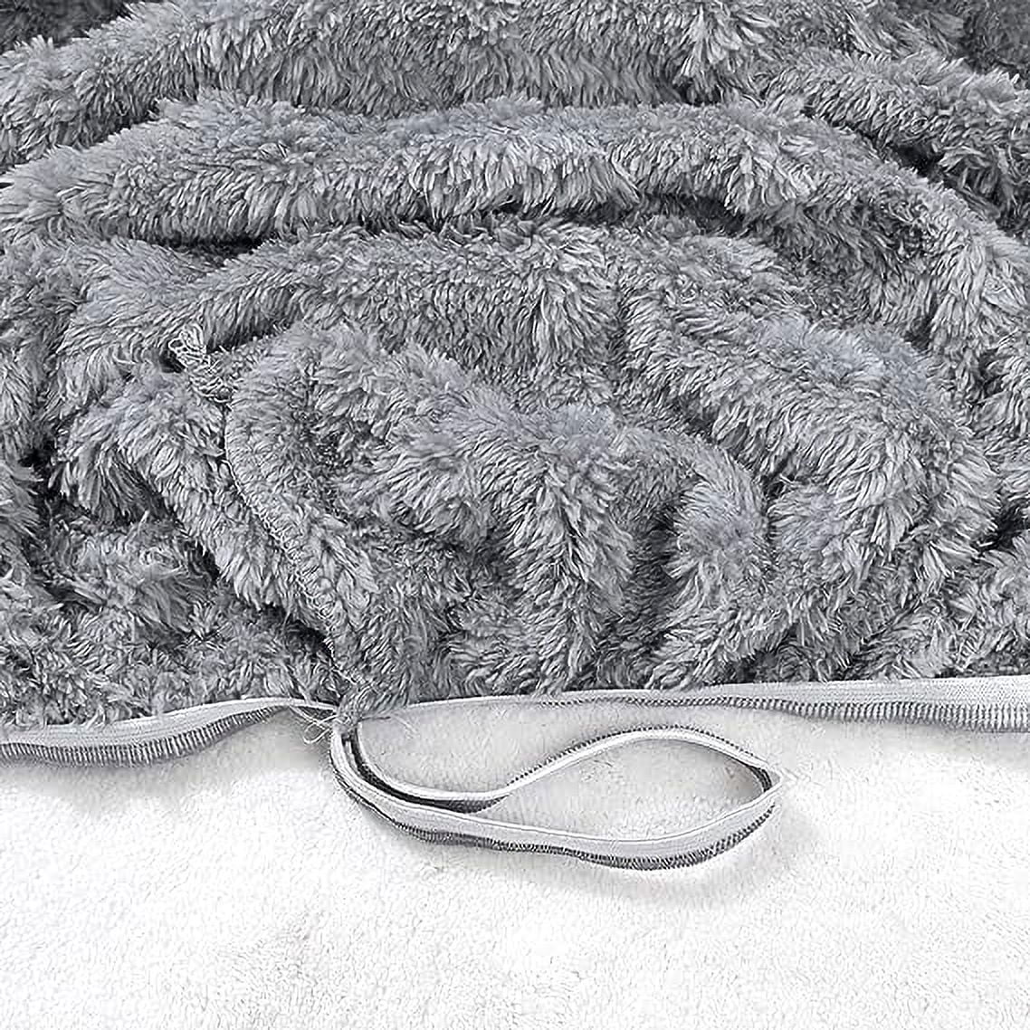 Zhuge 6 Pieces Geometric Jacquard Plush Recliner Loveseat Slipcovers Soft Fuzzy Fluffy Sofa Couch Cover Anti-Slip Furniture Protector with Elastic Bottom for Kids Cats Dogs(Grey,2 Seat)