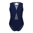 thumbnail image 1 of YONGHS Kids Girls Mesh Splice Ballet Dance Gymnastics Leotard Tops Athletic Bodysuit 3-12 Navy Blue 10-12, 1 of 7