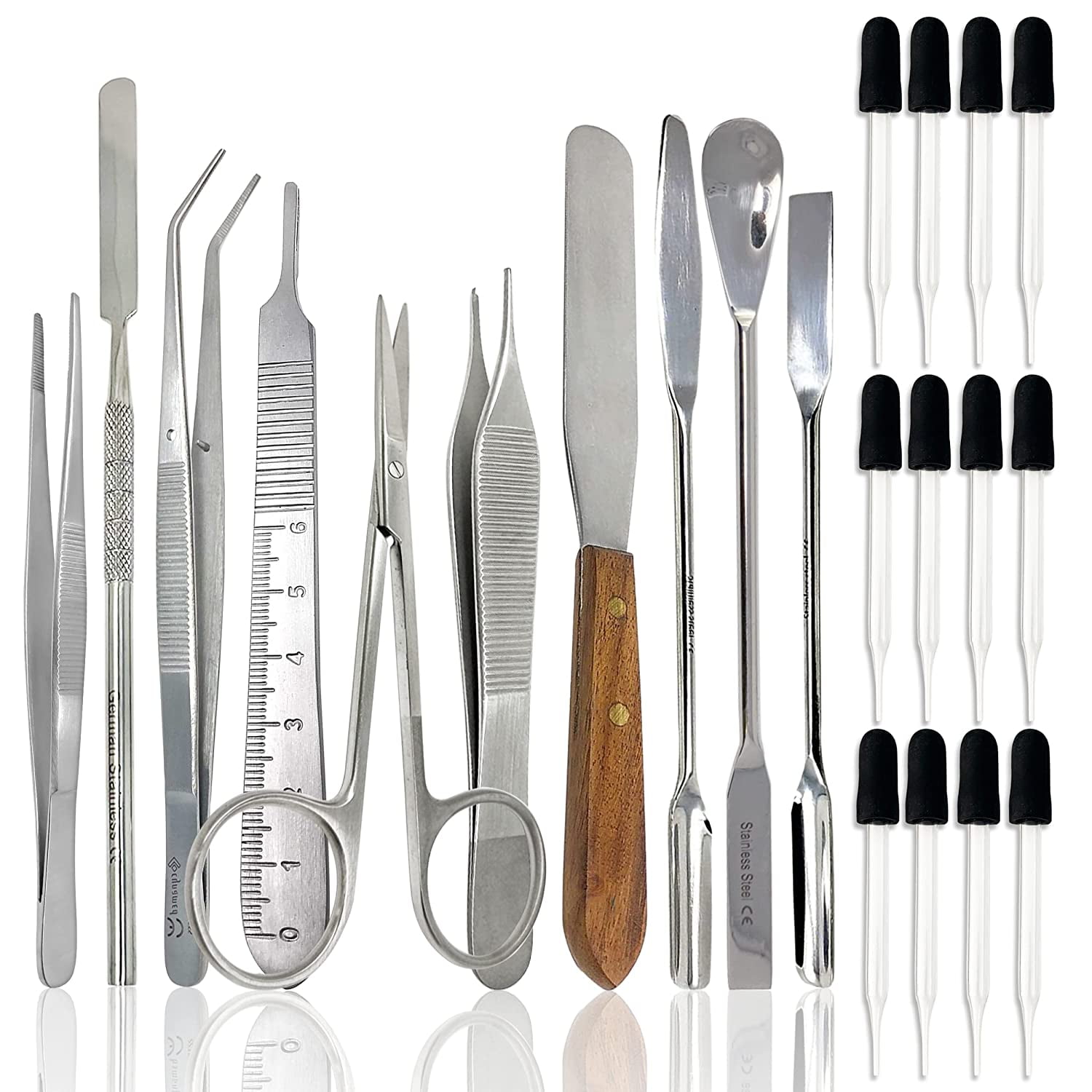 Scientific Labwares 32 PCS Science Lab Micro Spatula Tweezer Sampler