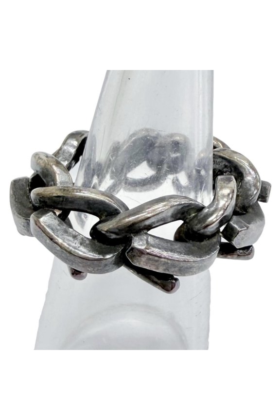 Pre-Owned TIFFANY&Co. Tiffany Forge Link Ring, AG925 sterling silver, antique finish, current...
