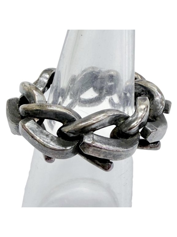 Pre-Owned TIFFANY&Co. Tiffany Forge Link Ring, AG925 sterling silver, antique finish, current...