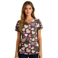 thumbnail image 4 of Fabrcox S-5XL Valentines Scrub Tops Women Plus Size Love Heart Graphic Holiday Scrubs Tops V Neck Short Sleeve Women Nurse Uniform with Pockets, 4 of 5