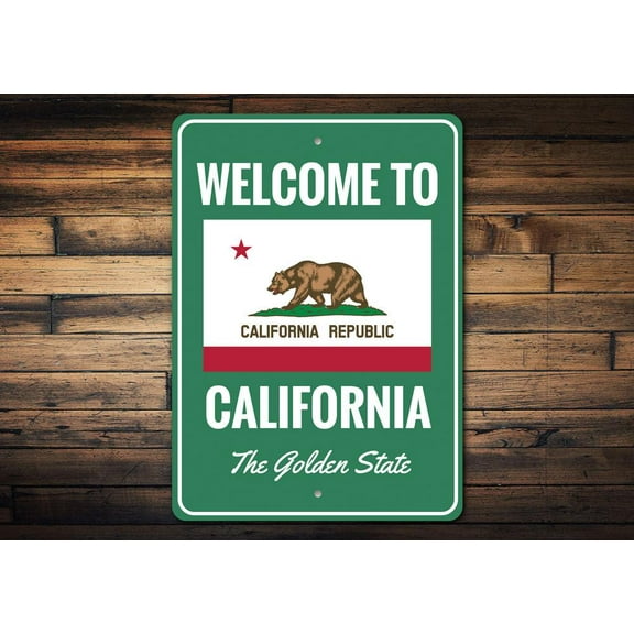 Welcome to California Novelty Sign, Metal Wall Decor - 10x14 inches