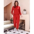 thumbnail image 3 of Ekouaer Women' Pajama Sets Casual 2Pcs Sleepwear Long Sleeve Pullover Tops Long Joggers Pants with Pockets, 3 of 5