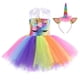 thumbnail image 1 of Vestido de princesa con velo abullonado y lentejuelas de arcoíris para niña de Halloween para niña de un año, 1 of 5