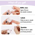 thumbnail image 4 of 3 Gram Sample Containers with Lids, 100 Count Clear Sample Jars, Empty Lip Balm Containers, Mini Cosmetic Containers with Lids, Makeup Travel Containers with Labels, Mini Disposable Spatulas, 4 of 8