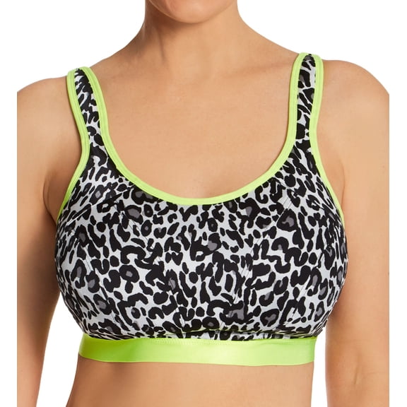 Women's Pour Moi 97010 Energy Strive Wireless Sports Bra (Leopard/Lime 34DD)