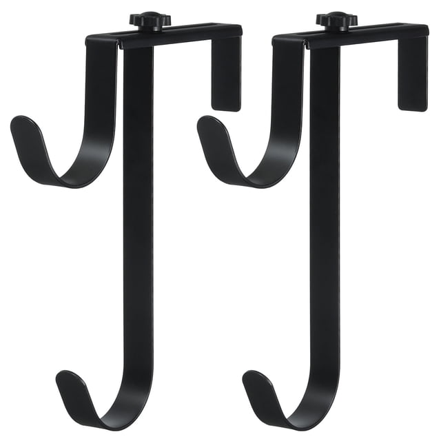 Unique Bargains 2PCS Adjustable Pool Pole Hanger, Double Pool Hooks for Hanging Pool Equipment Hooks (Black)