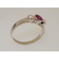 thumbnail image 4 of LBG British Made 925 Sterling Silver Natural Ruby & Cultured Pearl Womens Trilogy Ring - 33 size options, 4 of 7
