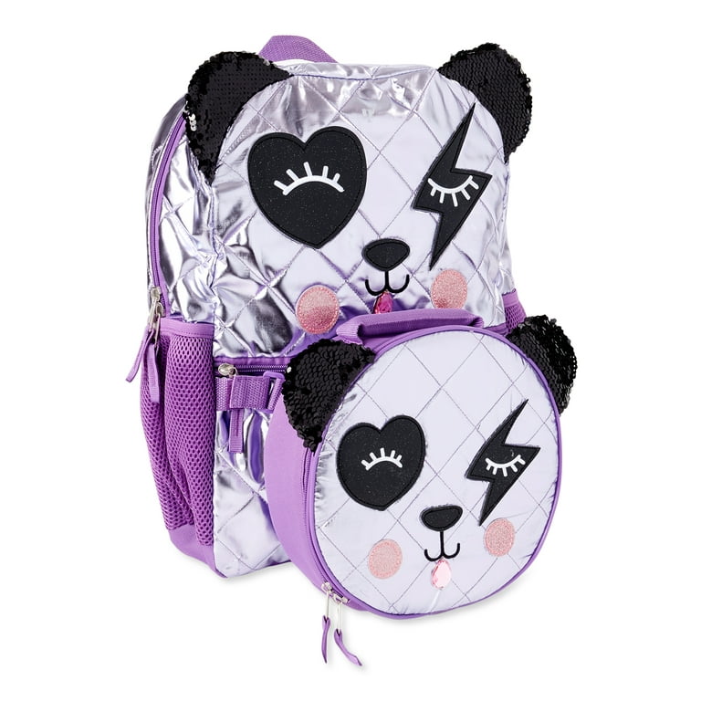 Wonder Nation GIrls Panda Bear Backpack with Lunch Bag 2 Piece