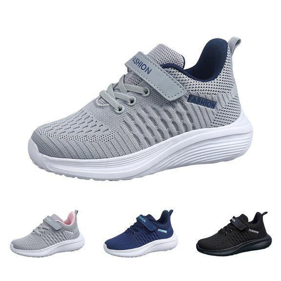 Kids Sneakers for Boys Hook and Loop Running Tennis Shoes Lightweight Breathable Sport Athletic Footwear