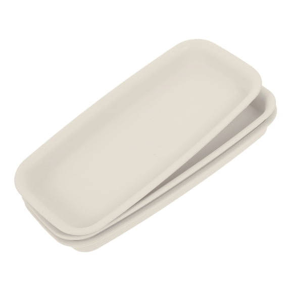 Pawsdot 3Pcs Rectangular Plant Pot Trays White Plastic with Anti Slip Base