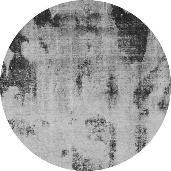 Ahgly Company Indoor Round Abstract Gray Modern Area Rugs, 8' Round