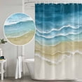 thumbnail image 4 of Blue Summer Beach Coastal Shower Curtain Set - 48" x 72" Washable Bathtub Curtain with 12 Hooks, Nautical Beige Seaside Waterproof Fabric Stall Shower Curtains for Bathroom/Bathtub Décor, 4 of 6
