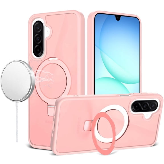 For Samsung A17 5G Magnetic Matching Ring Stand Full Rotation Matte Hybrid - Light Pink