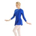 thumbnail image 3 of Xnihocha Women Figure Ice Skating Dress Long Sleeve Shiny Rhinestone Roller Skating Lyrical Dance Costume Royal Blue Medium, 3 of 7