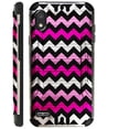 thumbnail image 1 of Compatible with TCL A2 Brushed Metal Texture Silver Guard Hybrid TPU Phone Case Cover (2 Pink Chevron), 1 of 1