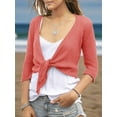 thumbnail image 4 of [3/4 Sleeve Lightweight Bolero Cardigan] Women's Tie Front Shrug 3/4 Sleeve Bolero Sheer Knotted Lightweight Cardigan Sweaters Short Shawl Tops, 4 of 5