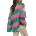 thumbnail image 3 of Jsaierl Zip Mock Neck Sweatshirts for Women Loose Fit Color Blocked Sweatshirts Striped Casual Long Sleeve Pullover Tops, 3 of 5