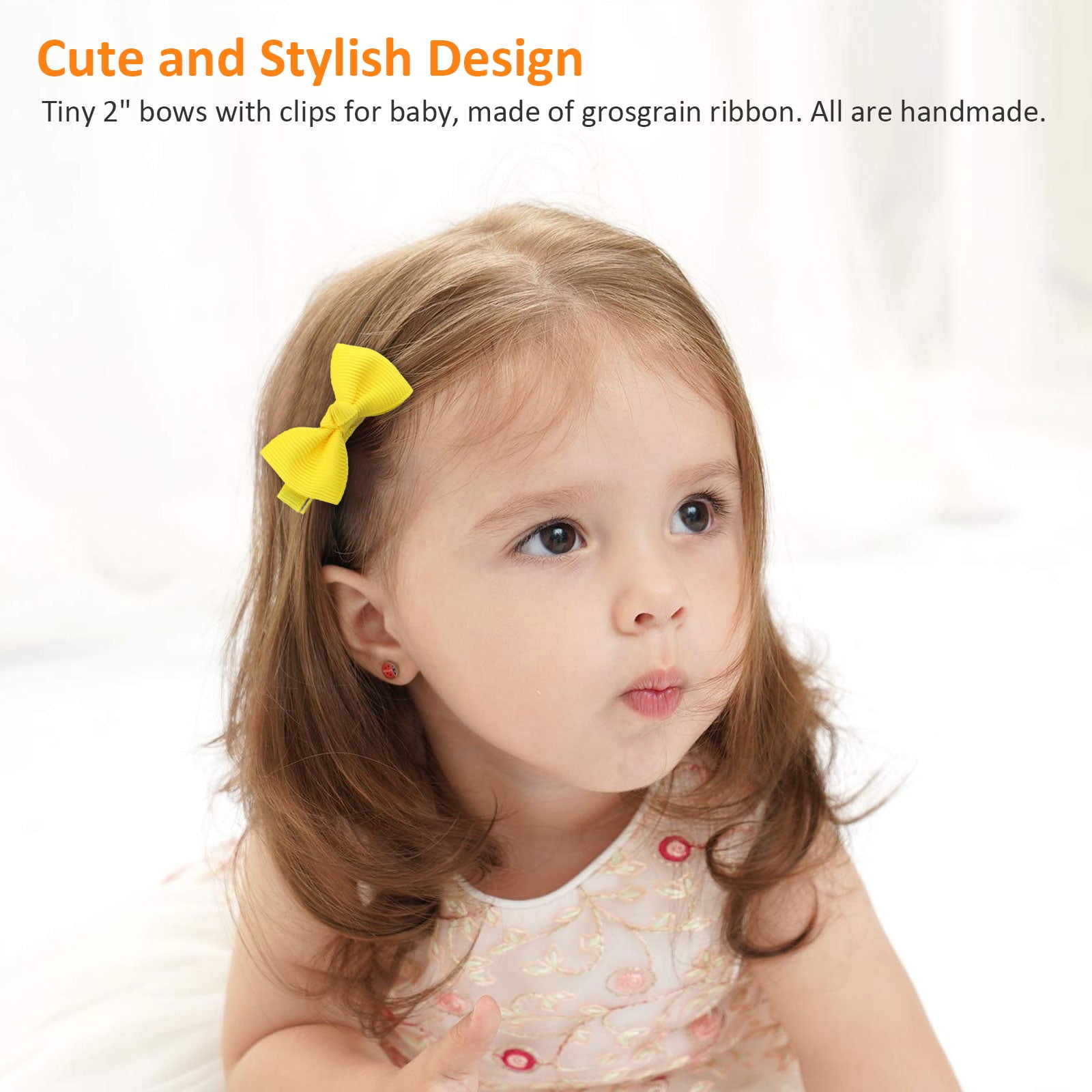 DeD 40 Pieces 2 Inch Tiny Hair Bows for Girl Baby Fine Hair Glitter Grosgrain Ribbon Fully Lined Bows Clips for Toddlers Girls Newborn Infant In Pairs