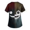 thumbnail image 4 of LNZGNM Halloween Womens Scrub Top V Neck Pocket Short Sleeve Printed Festive Print Wrinkle Free Easy Care Stretch Nurse Work Hospital,Multicolor(S), 4 of 6