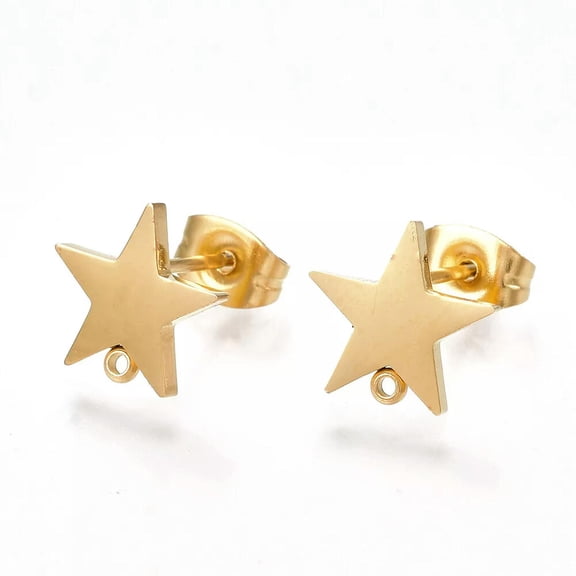 U8MO 10x Star Earring Finding with Loop Flat Ear Nuts Back for Jewelry Earring Making
