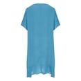 thumbnail image 5 of Women Dress Summer Ndbuld Women's Summer Solid Color Short-Sleeve V-Neck A-Line Mid-Waist Dress Sky Blue XL, 5 of 6