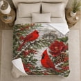 thumbnail image 4 of Red Cardinals Among Winter Blossoms for Birdwatchers And Gardeners, Detailed Naturalistic Winter Illustration Home Decor for Living Room and Bedroom, Christmas Gift and Cozy Flannel Blanket, 4 of 7